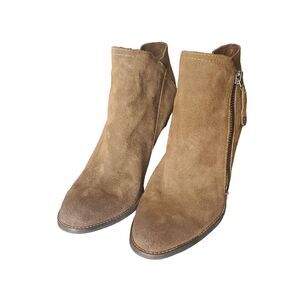 Dolce Vita Boots Womens Tan/Brown Ankle Bootie Brown Suede Casual Zip Up Sz 10